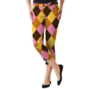 Loudmouth Ladies Cupcakes Argyle Capri Golf Pants Bold Multicolor Women's 8
